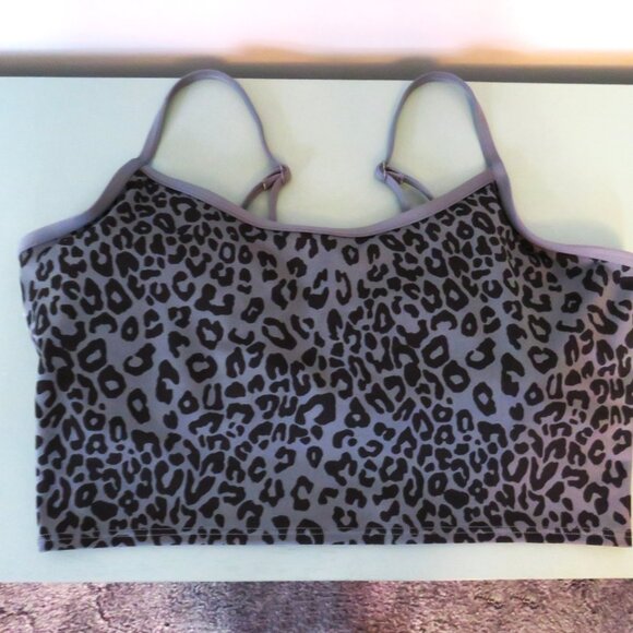 Pink Active Dark Steel Ultimate‎ Lightly Lined Leopard Gray Sport Bra Top L - Picture 7 of 9